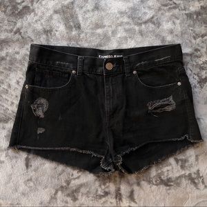 High waisted denim shorts